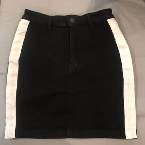 Black and white denim skirt